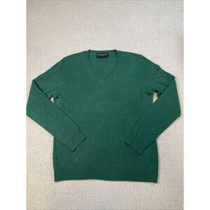 HUDSON'S BAY CO. Men's Large 100% Cashmere V-Neck Sweater Green Soft